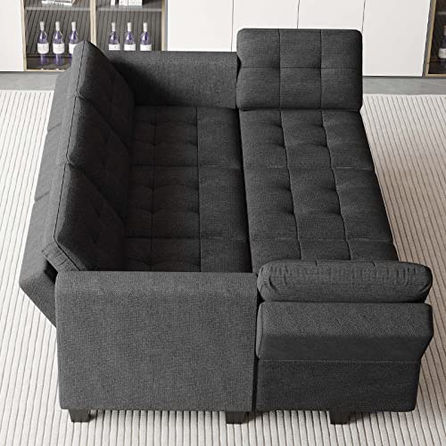 Belffin Sectional Sleeper Sofa Modular Sofa Bed 6 Seat Sleeper Couch Set with Storage Modular Sectional Couch for Living Room Dark Grey