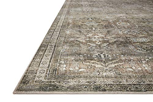 Loloi LAYLA Collection, LAY-13, Antique / Moss, 7'-6" x 9'-6", .13" Thick, Area Rug, Soft, Durable, Vintage Inspired, Distressed, Low Pile, Non-Shedding, Easy Clean, Printed, Living Room Rug