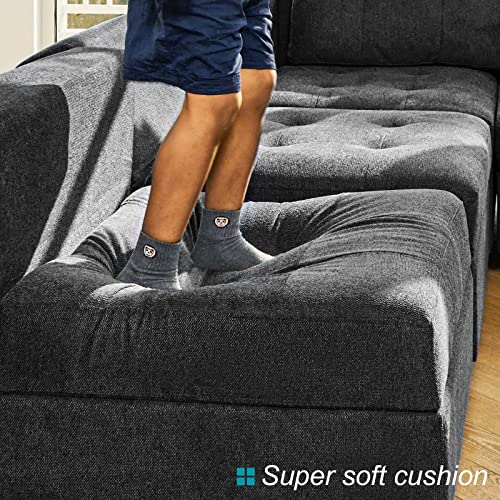 Belffin Sectional Sleeper Sofa Modular Sofa Bed 6 Seat Sleeper Couch Set with Storage Modular Sectional Couch for Living Room Dark Grey