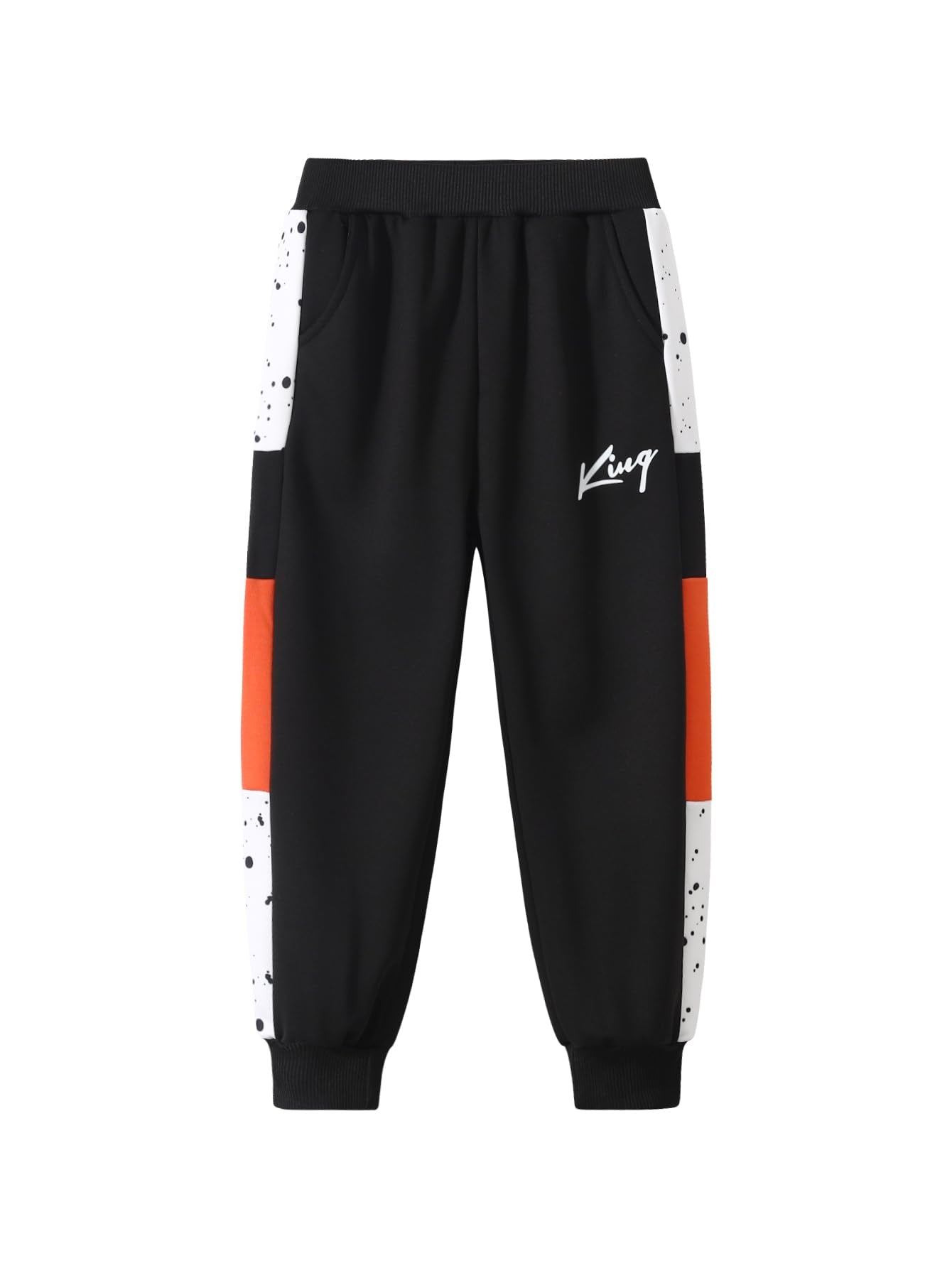 Fdqin 2 Pcs Kids Boys Hooded Shirt Tops Pants Set Hoodie Sweatsuit for Fall Winter Spring Outfits Orange 9-10 Years