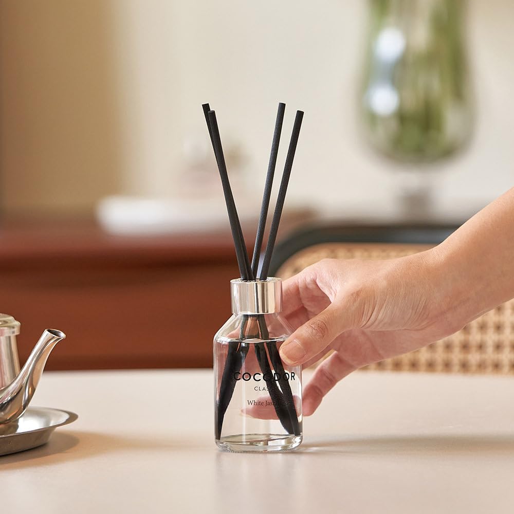 COCODOR Classic Reed Diffuser/White Jasmine/3.4oz(100ml)/1 Pack/Fragrance Scent Essential Oil with Stick Diffuser Set for Home Bathroom Shelf Décor