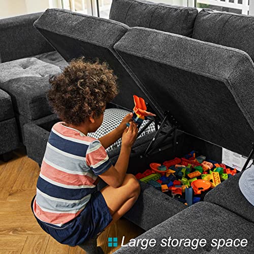 Belffin Sectional Sleeper Sofa Modular Sofa Bed 6 Seat Sleeper Couch Set with Storage Modular Sectional Couch for Living Room Dark Grey