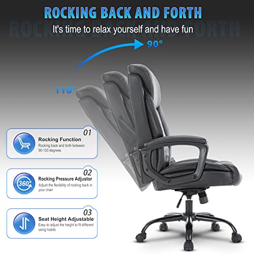 HESL Office Chair-Office Desk Chair,Computer Chair, Ergonomic Office Chair,Leather Office Chair, Executive Office Chair High Back,Comfy Desk Office Chair with Padded Armrests