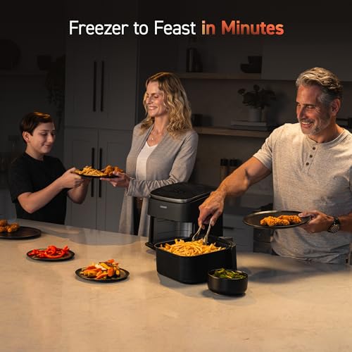COSORI Air Fryer TurboBlaze 6Qt, 9-in-1 Airfryer, 5 Speeds Dry, Roast, Proof, 15-MINS In-App Recipes, Compact, Quickly Cook, 95% Less Oil for Healthy Meals, Easy Clean, Dark Gray