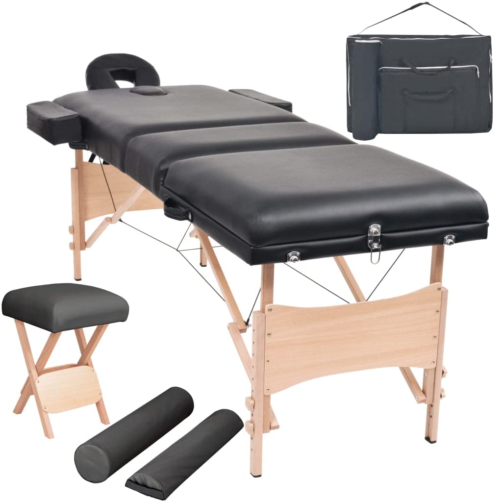CUMYZO 3-Zone Folding Massage Table and Stool Set 3.9