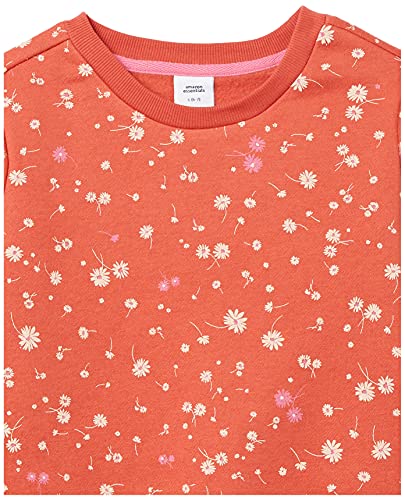 Amazon Essentials Girls' Fleece Crewneck Sweatshirts, 2-Pack Light Mauve/Orange Floral, Small