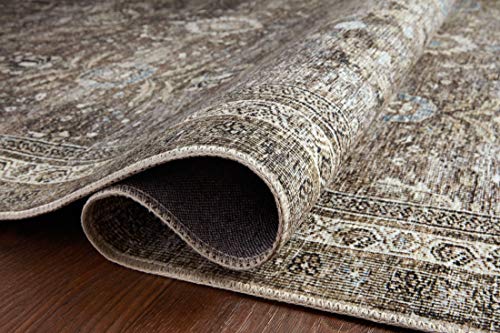 Loloi LAYLA Collection, LAY-13, Antique / Moss, 7'-6" x 9'-6", .13" Thick, Area Rug, Soft, Durable, Vintage Inspired, Distressed, Low Pile, Non-Shedding, Easy Clean, Printed, Living Room Rug