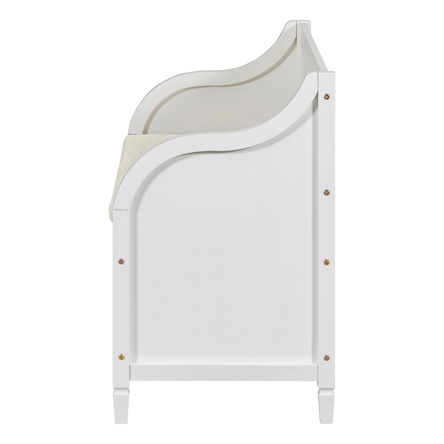 Aisurun 42" Rustic Storage Bench Entryway Bench Shoe Cabinet Ottoman with Safety Hinge, Removable Seat Cushion & Hidden Storage Space for Hallway Entryway Living Room Mudroom End of Bed (White)