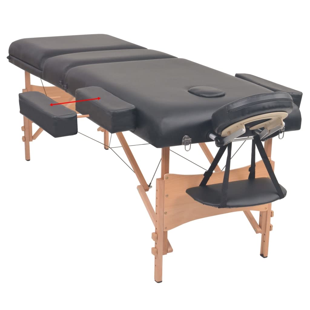CUMYZO 3-Zone Folding Massage Table and Stool Set 3.9" Thick Black,Health & Beauty Personal Care Massage & Relaxation Massage Tables