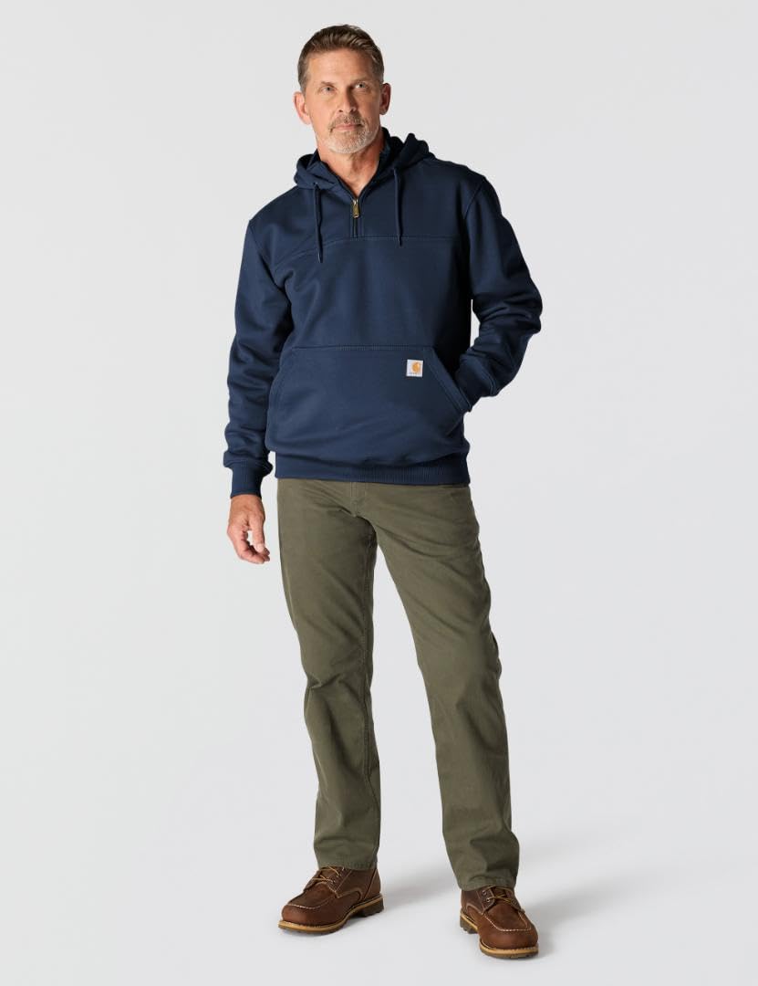 Carhartt Men's Rain Defender Paxton Heavyweight Hooded Zip Mock Neck Sweatshirt,New Navy,Large