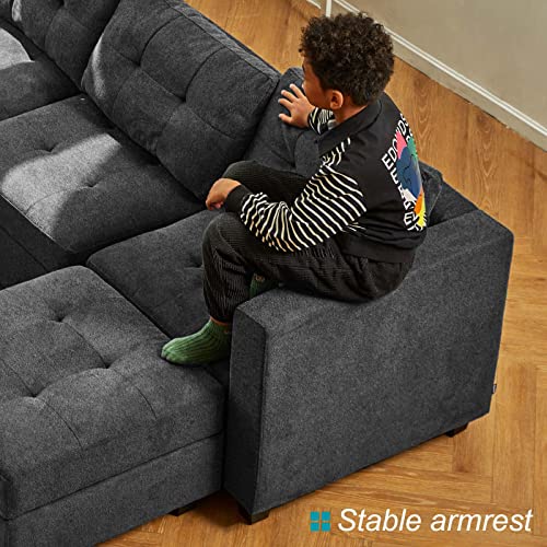 Belffin Sectional Sleeper Sofa Modular Sofa Bed 6 Seat Sleeper Couch Set with Storage Modular Sectional Couch for Living Room Dark Grey