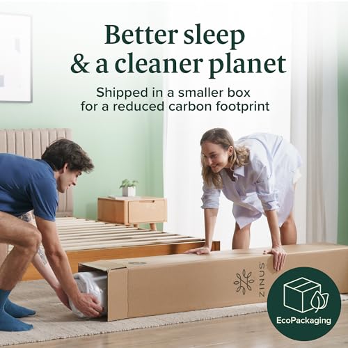 Zinus 5 Inch Twin Green Tea Memory Foam Mattress [New Version], Fiberglass Free, Medium Firm Feel, Zoned Pressure Relief, Certified Safe Foams & Fabric, Mattress in A Box