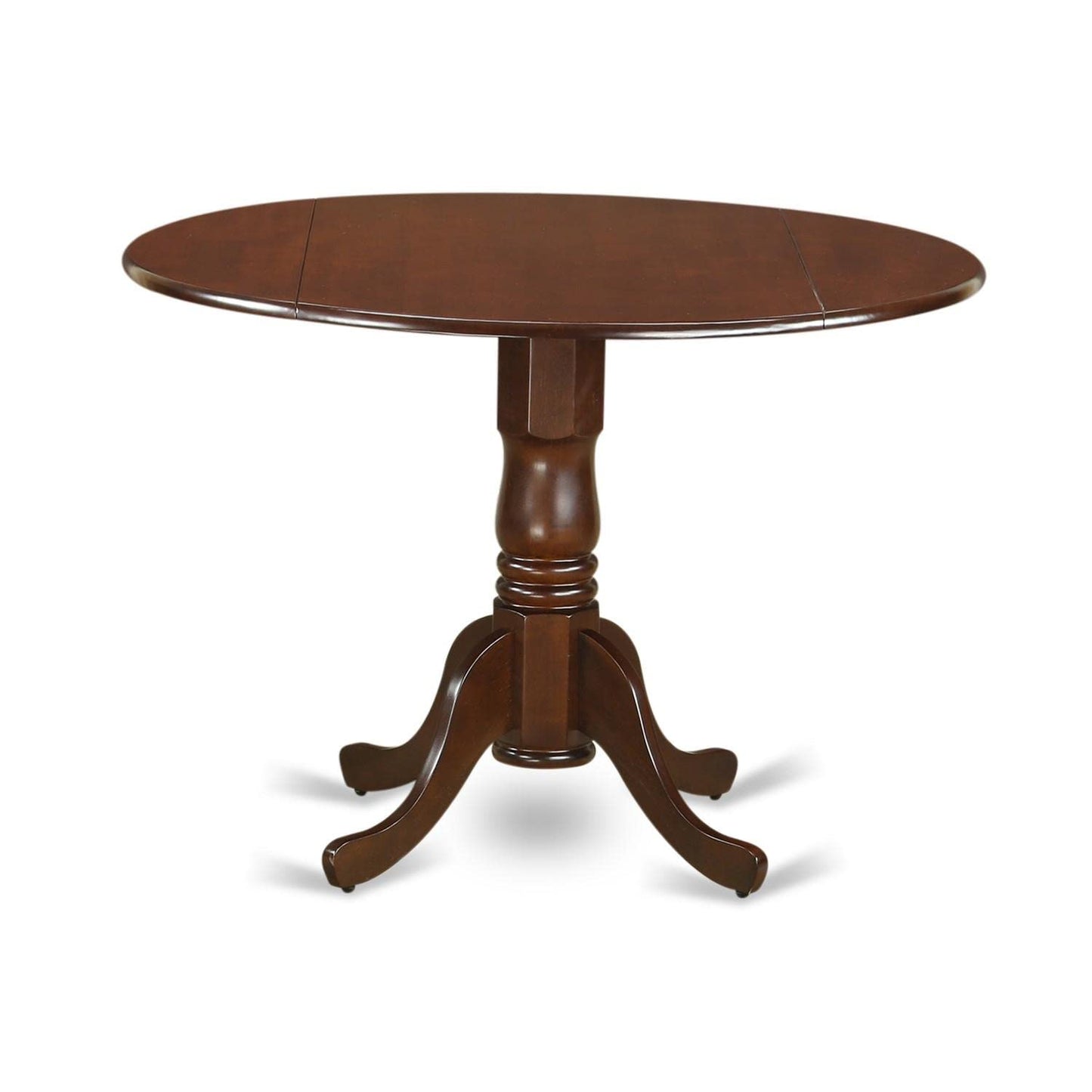 East West Furniture DLBO5-MAH-W 5-Piece Dining Table Set - 4 Dining Room Chairs with Wooden Seat - A Lovely Kitchen Table with Two 9-inch Drop leaves (Mahogany Finish)