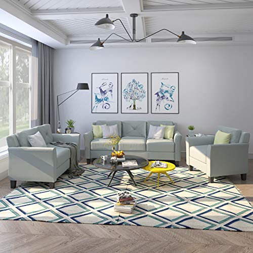 Evedy Living Room Furniture Piece Set Including 3-Seater, Loveseat Chair,Button Tufted Back Comforty Sofas & Couches with Sturdy Metal Legs,Gray（1+2+3 Seat