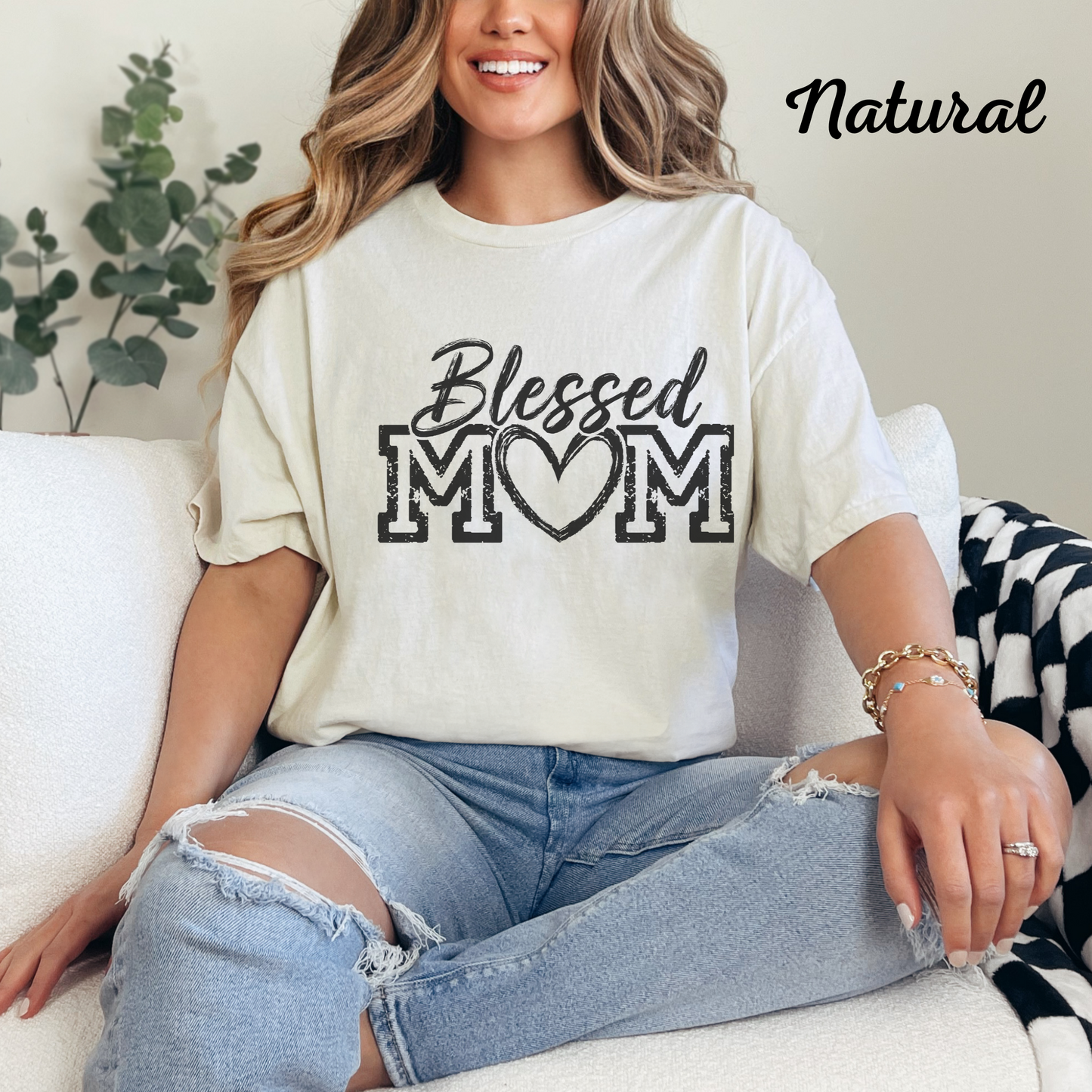 Blessed Mom Shirt, Mother's Day Gift, Women Mom Tee, Cute Casual Wear, Heart Design Top, Gift for Her, Mom Life Shirt, Casual Outfit