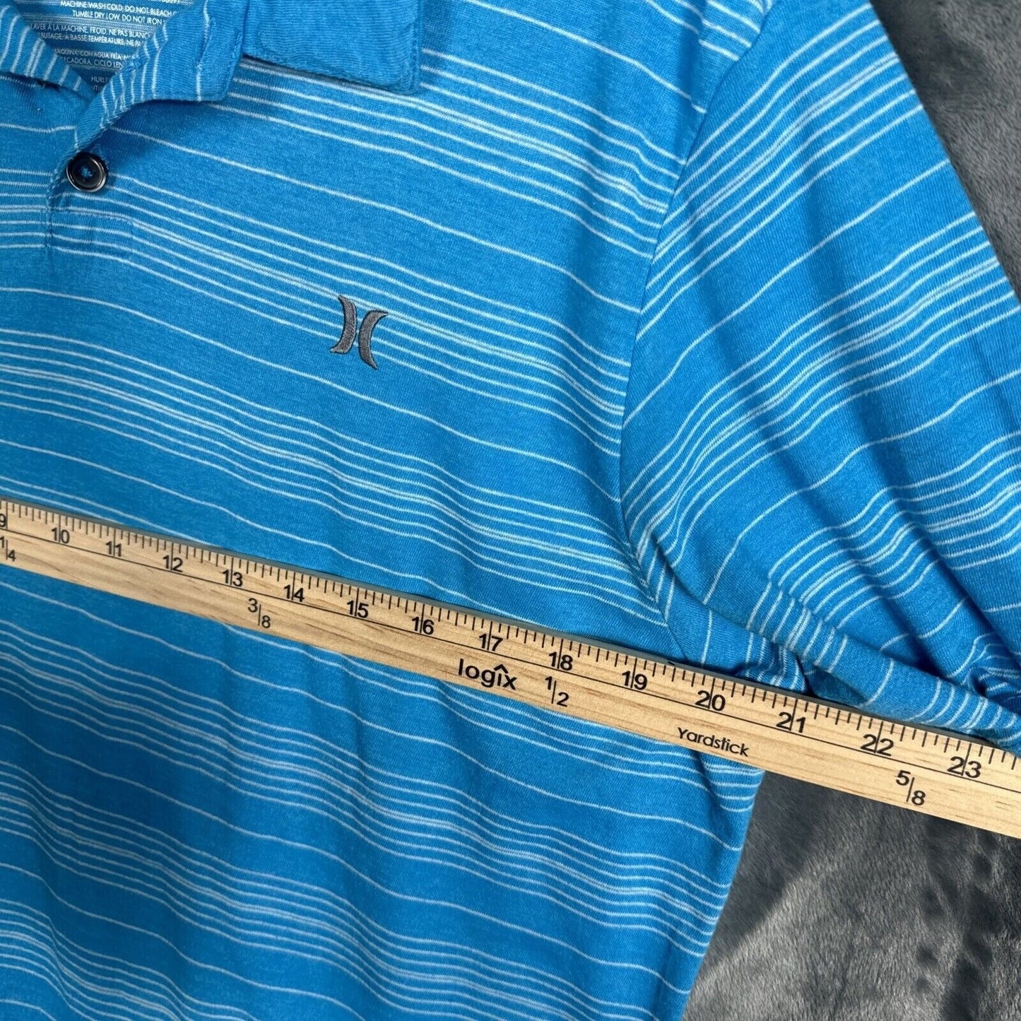 Hurley Mens Polo Blue Striped Shirt Medium