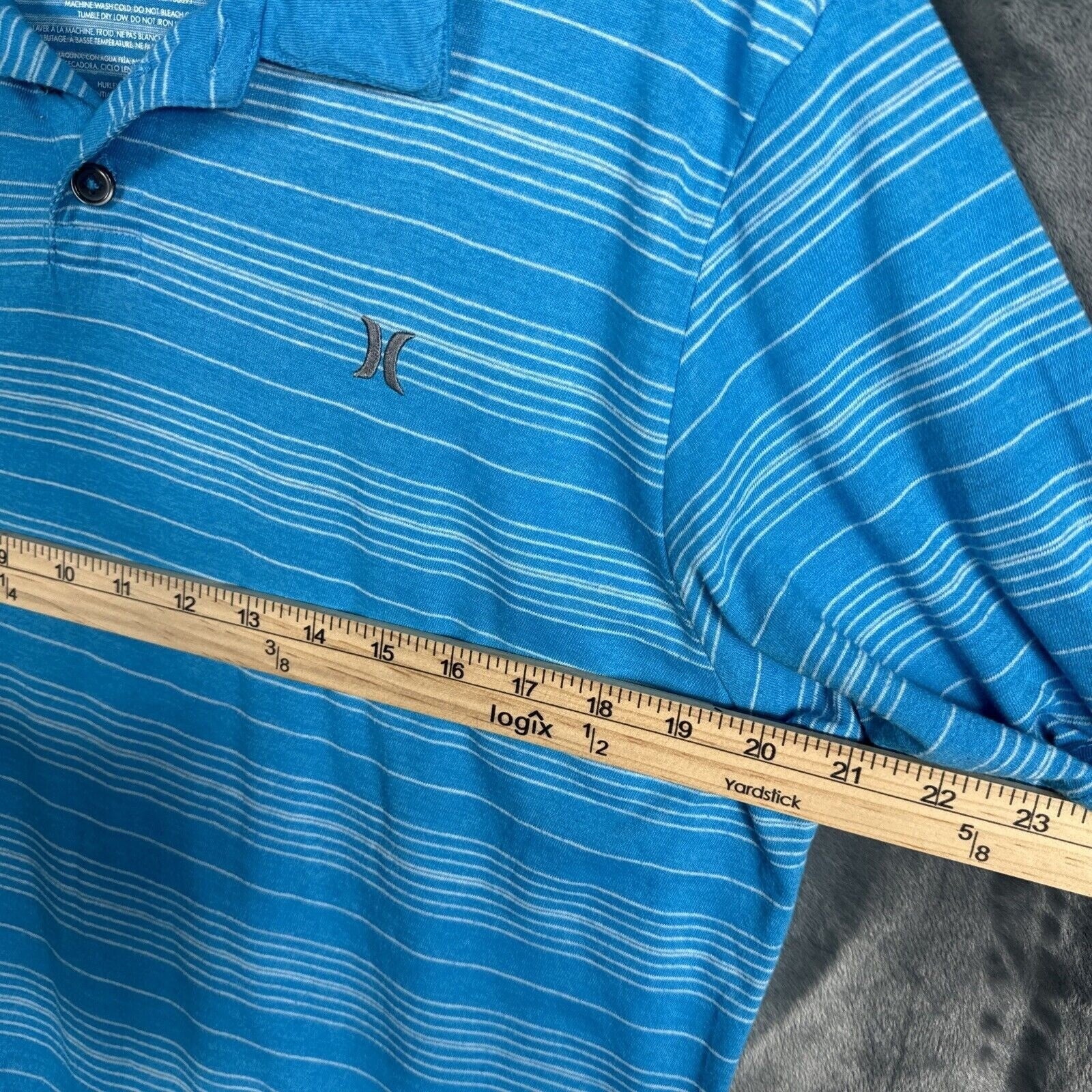 Hurley Mens Polo Blue Striped Shirt Medium