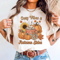Womens T Shirt Fall Shirt  Cozy Vibes & Autumn Skies Tee  Autumn Top