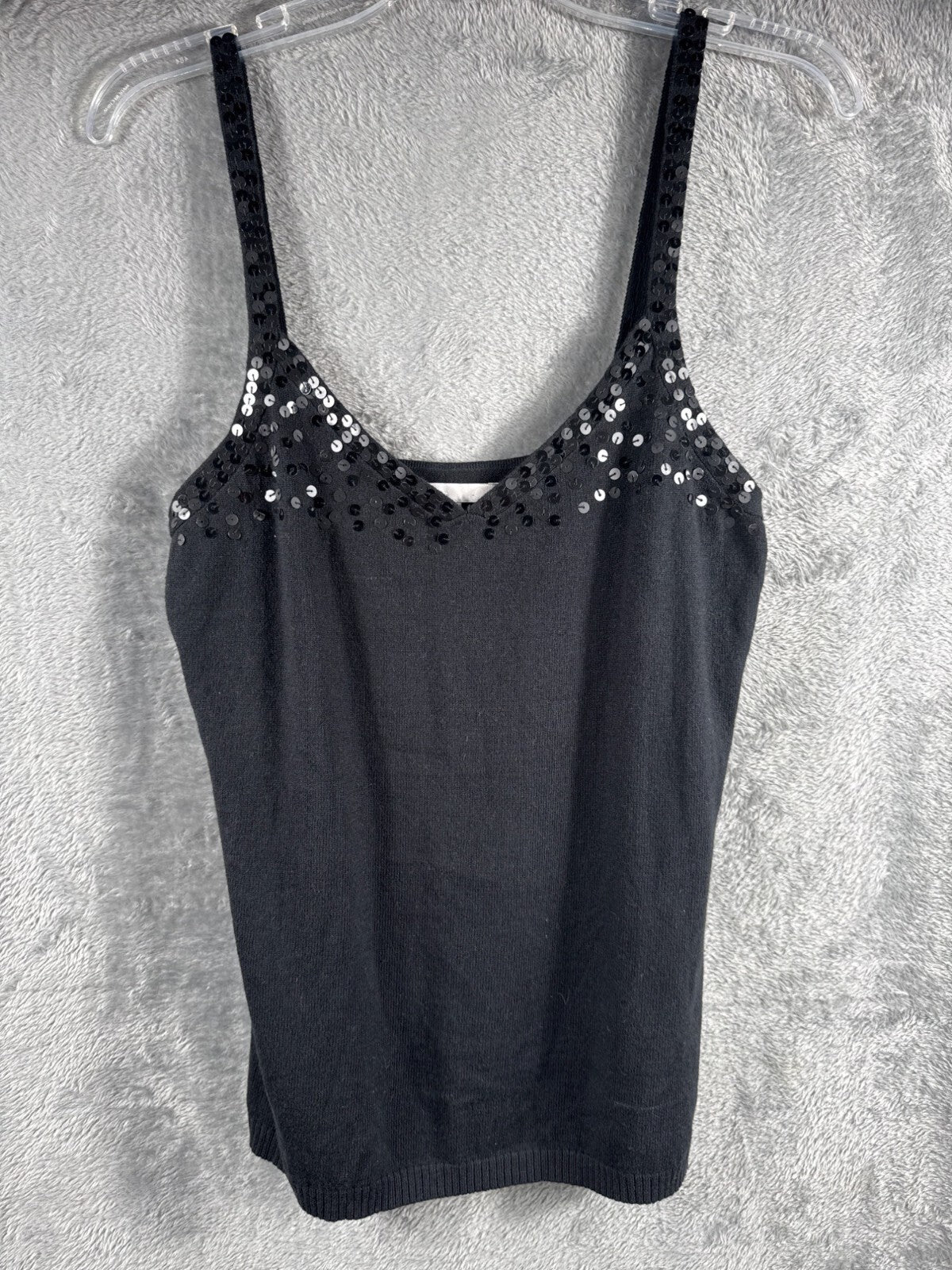 Old Navy Black Sequin Embellished Knit Tank Top Womens M
