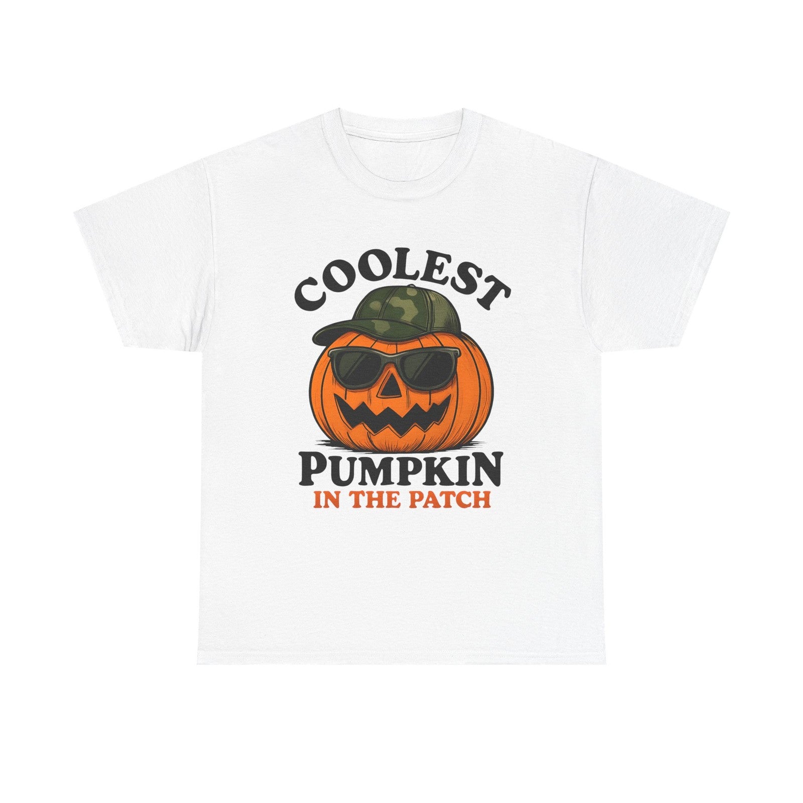 Womans T Shirt Coolest Pumpkin in the Patch Shirt Funny Fall Tee with Camo Hat