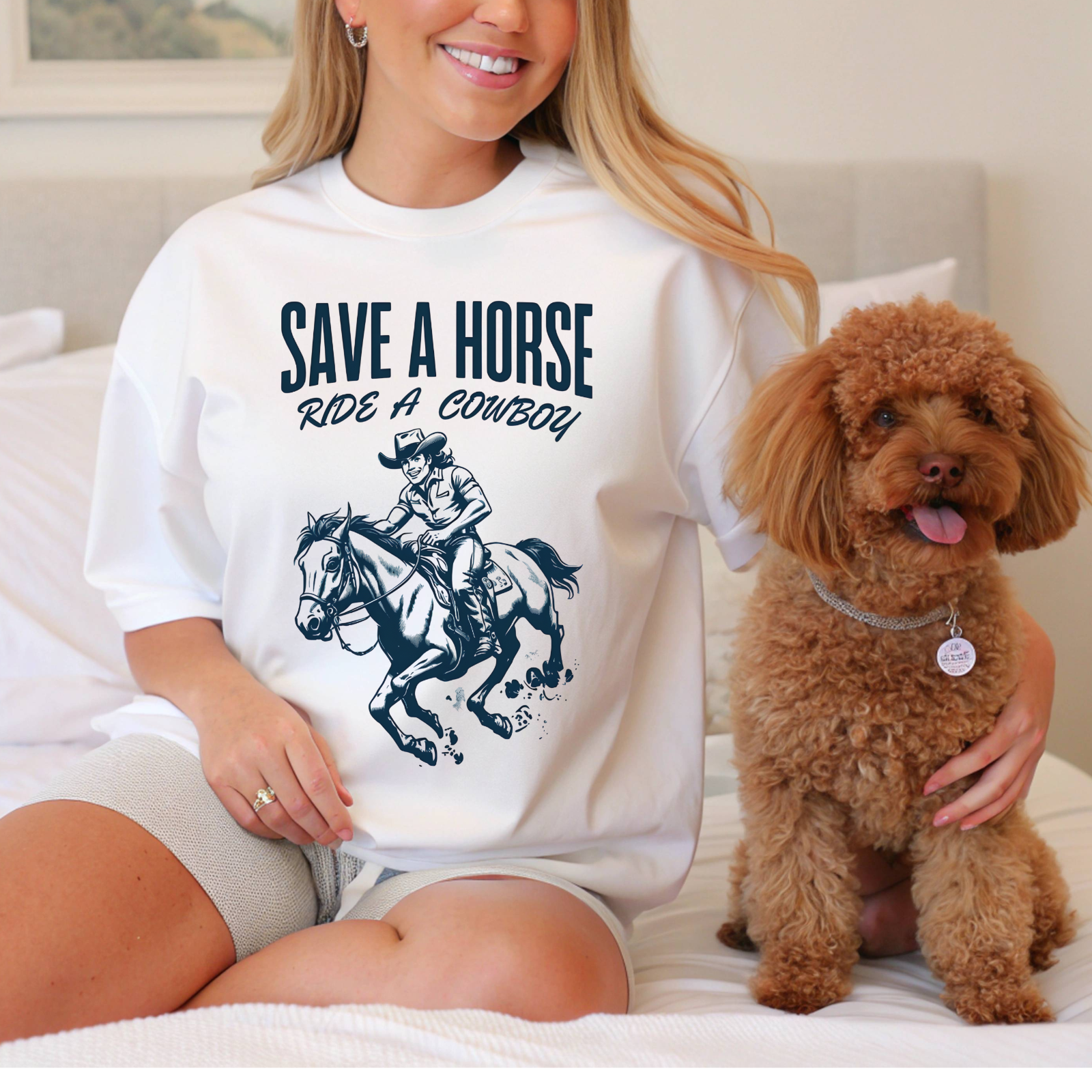 Womans Shirt Funny Save A Horse Ride A Cowboy Top T-Shirt Funny T Shirt