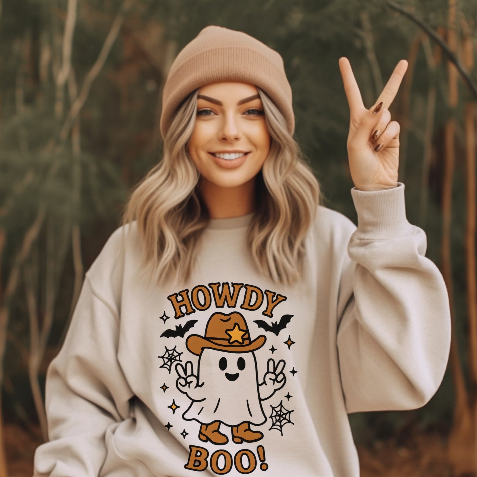 Womens Halloween Sweatshirt Howdy Boo Shirt Cute Western Fall Cozy Graphic Top