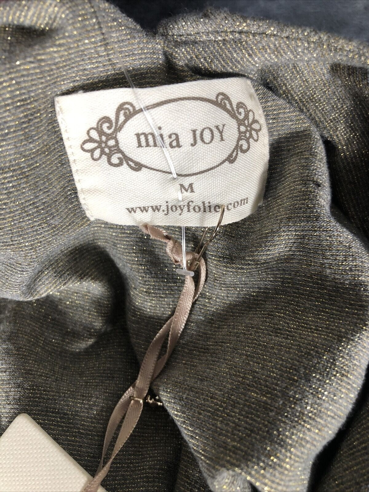 Mia Joy Womens Ruched Metallic Long Sleeve Top