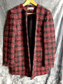 Kasper Womens Medium Tweed Plaid Open Front Blazer Jacket Made In Vietnam
