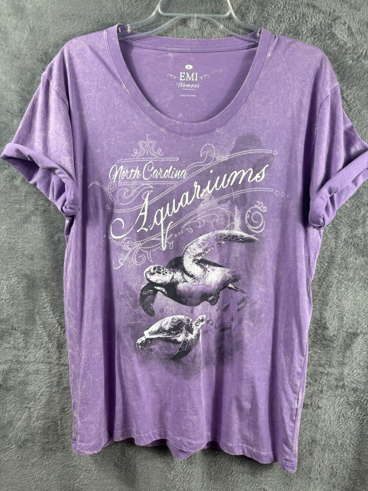 Womens North Carolina Aquarium Graphic Tee Purple By EMI Size L