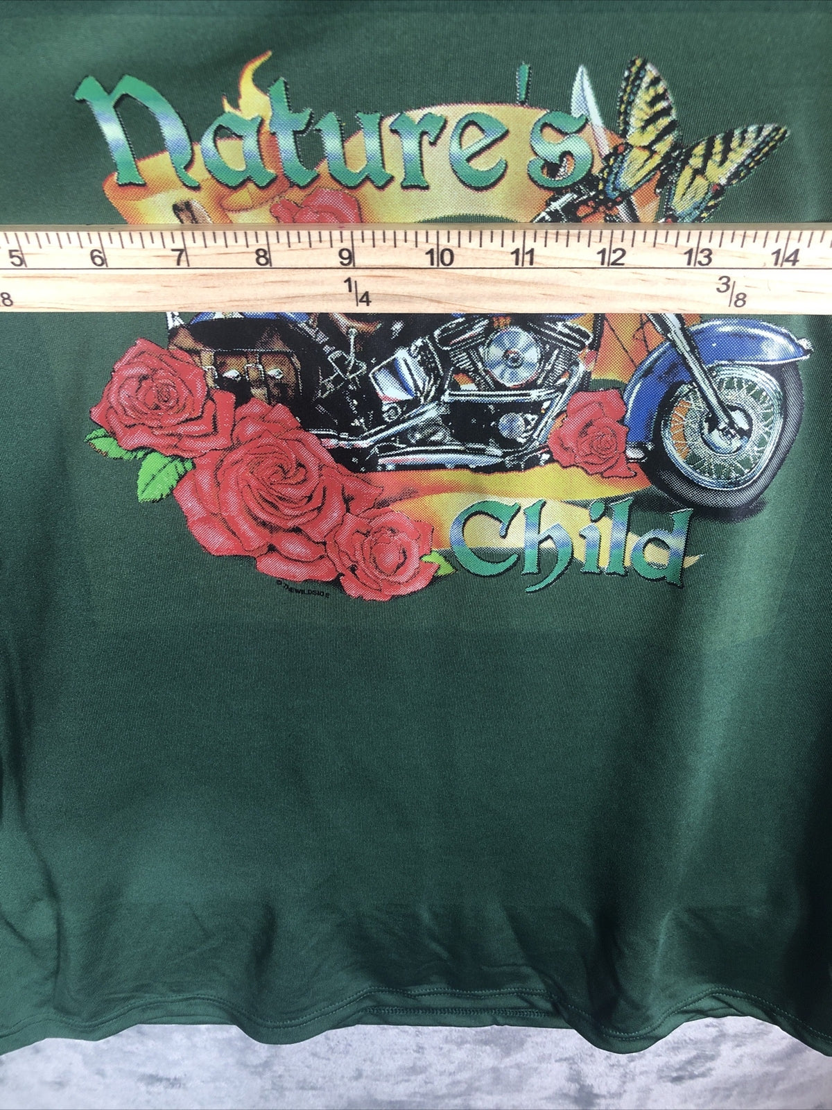 Women’s T-Shirt Natures Child Green Biker Shirt Size Large