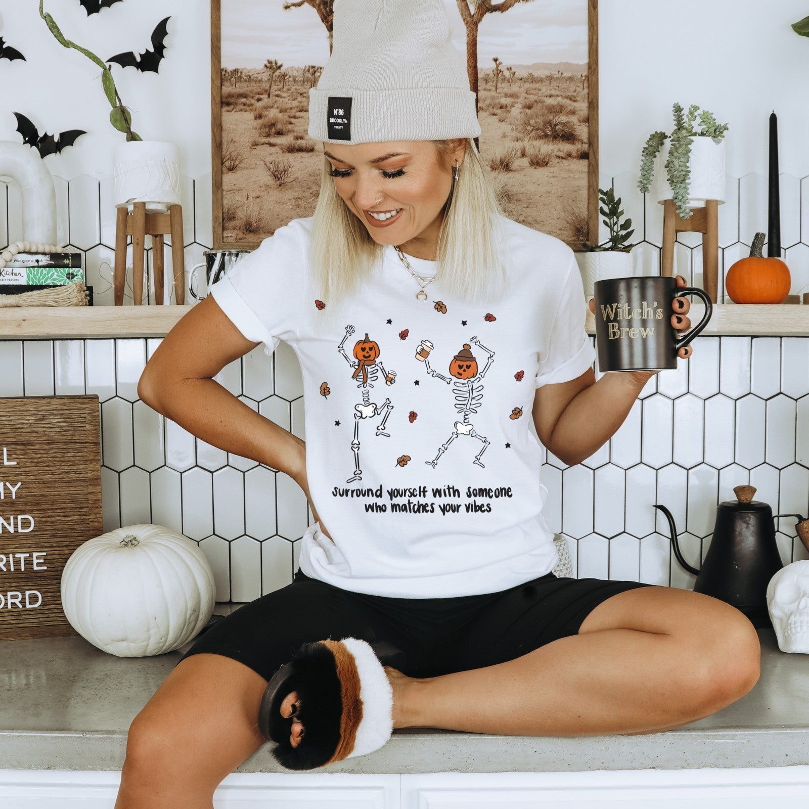 Womans Halloween T Shirt Surround Yourself With Someone Who Matches Your Vibes