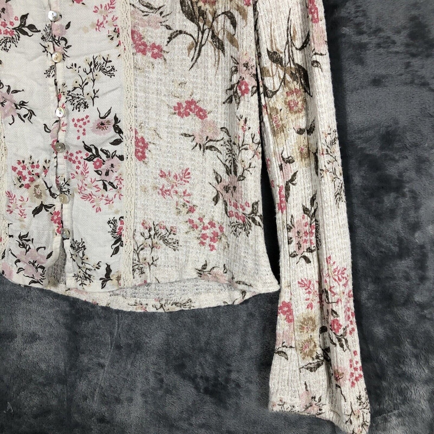 Lucky Brand Women’s Floral Shirt Pearl Buttons Size Small P