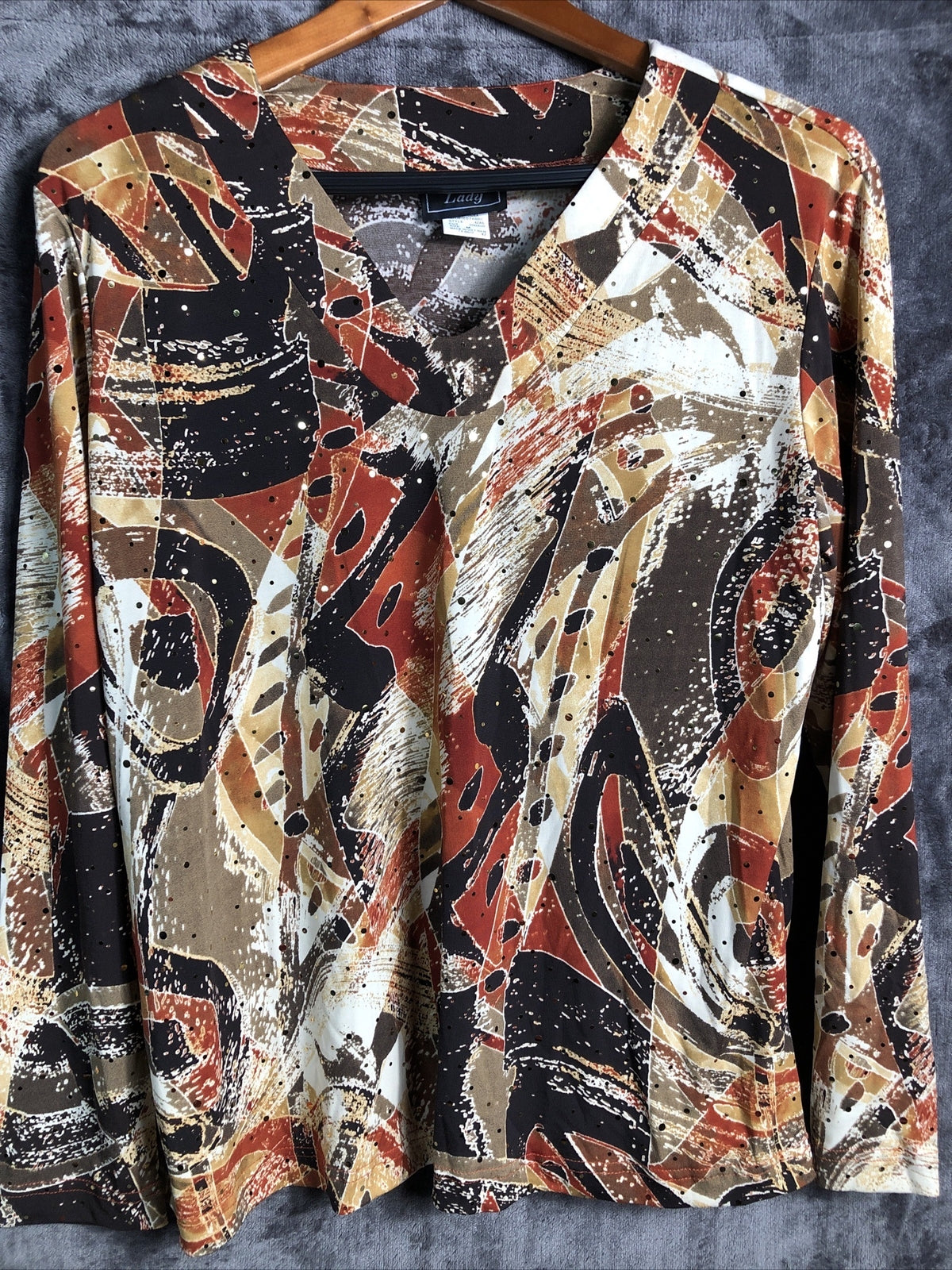 Southern Lady Women’s Geometrical Gold Sparkle  Size M Blouse
