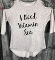 Venus Womans Shirt I Need Vitamin Sea Cold Shoulder Top Size S Grey Beach Blouse