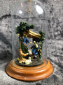 Nativity Scene Under Glass Dome With Wooden Base