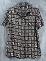 Notations Womens Geometric Print Button-Down Blouse Size XL Black/Brown/White