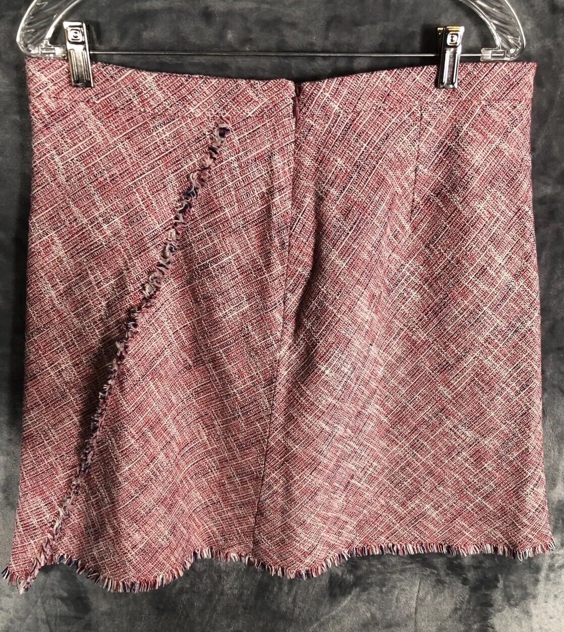 Banana Republic Fringe Skirt Tweed Womens A Line Lined Faux Wrap Size 12