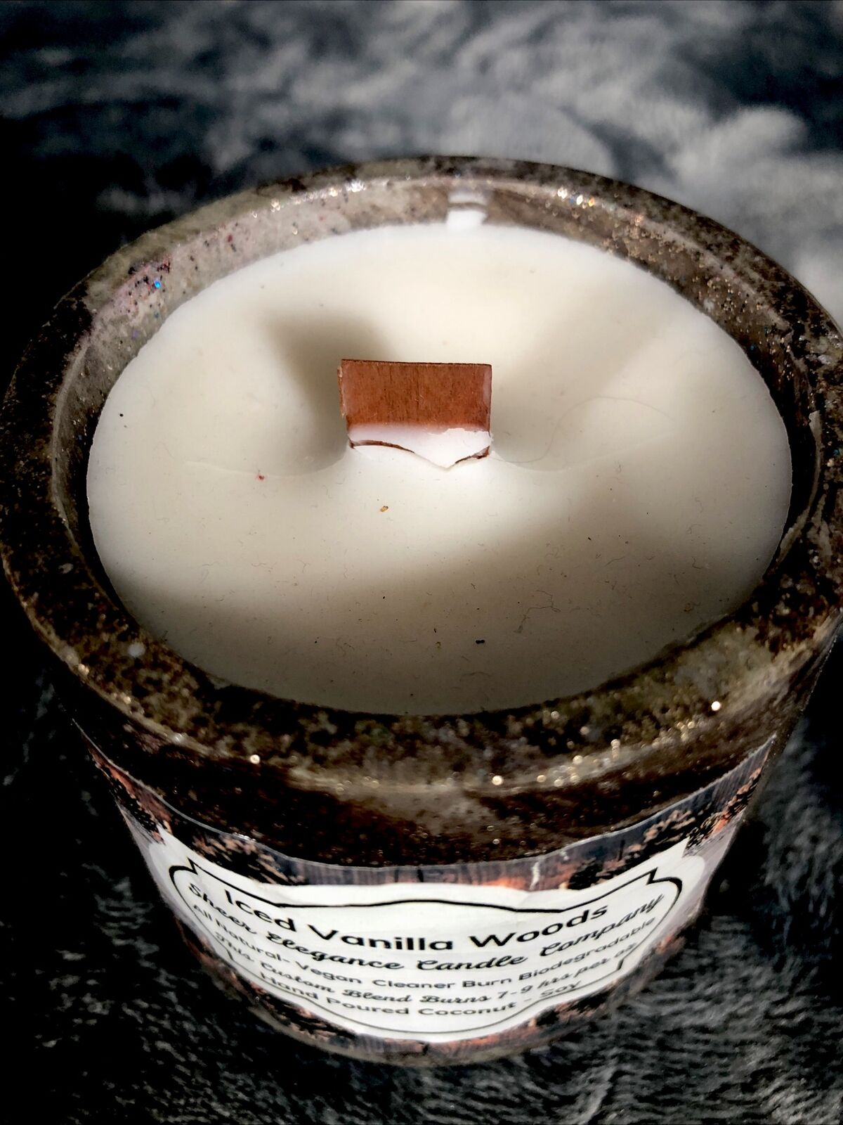 Soy Candle Handmade Concrete Vessel Scent  Iced Vanilla Woods Hand Poured