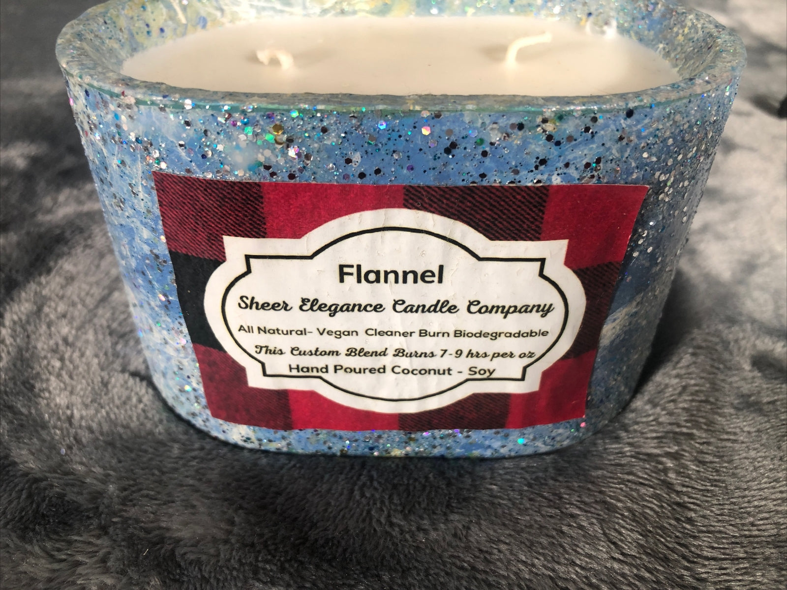 Coconut Soy Blend Candle Hand Poured Handmade Concrete Vessel Flannel Scent