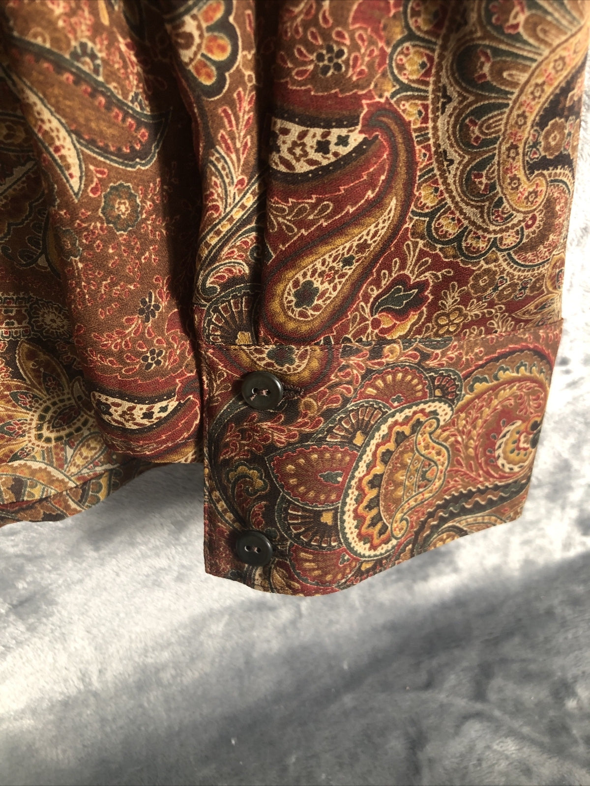 Rafaella Womens Paisley Button-Up Shirt Size 14 Brown & Multicolor