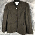 Jones New York Vintage Black & Gold Metallic Tweed Wool Blend Blazer Size 10