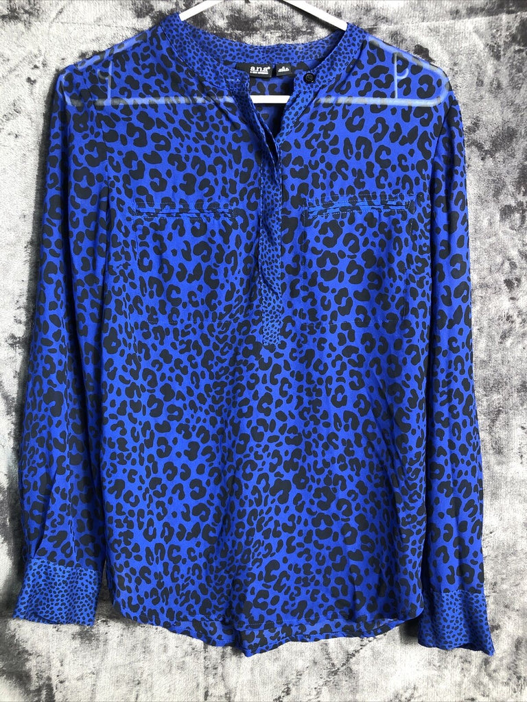 Ana A New Approach Top Royal Blue Animal Print Women’s Size M