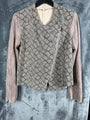 Mystree Womens Faux Suede & Snake Print Top With Asymmetrical Zipper - Medium