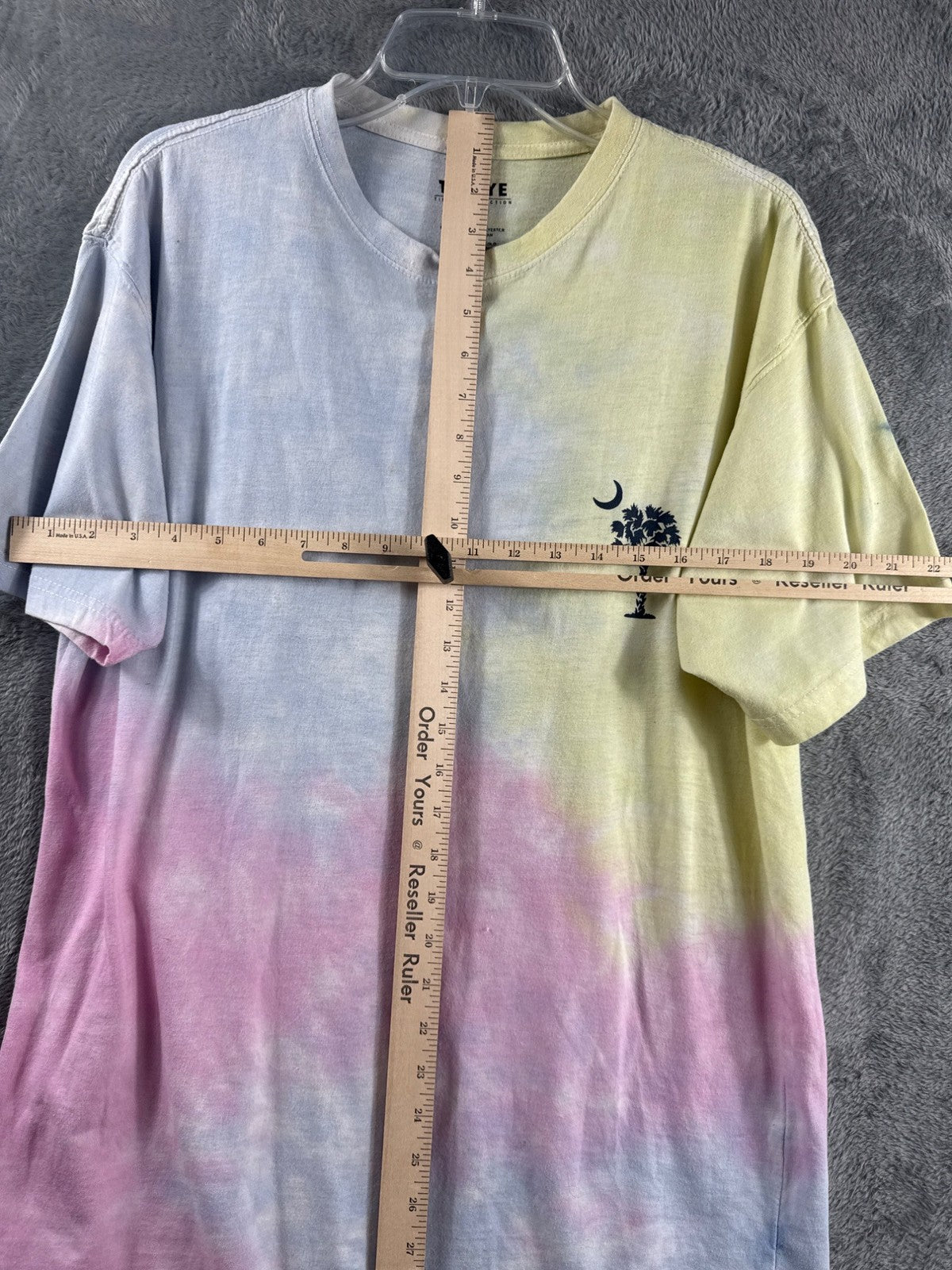 Tie Dye T-Shirt With Moon & Palm Tree Graphic  Short Sleeve