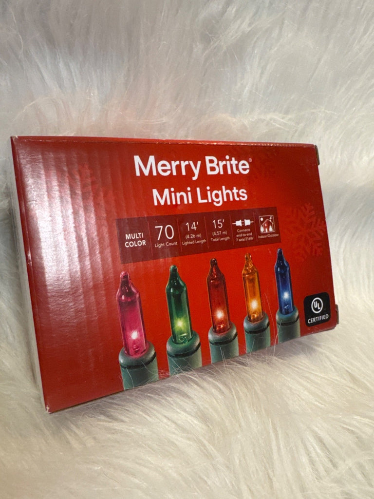 Merry Brite 70 Count Mini Lights Multi-Color Bulbs Green Wire Indoor/Outdoor 14