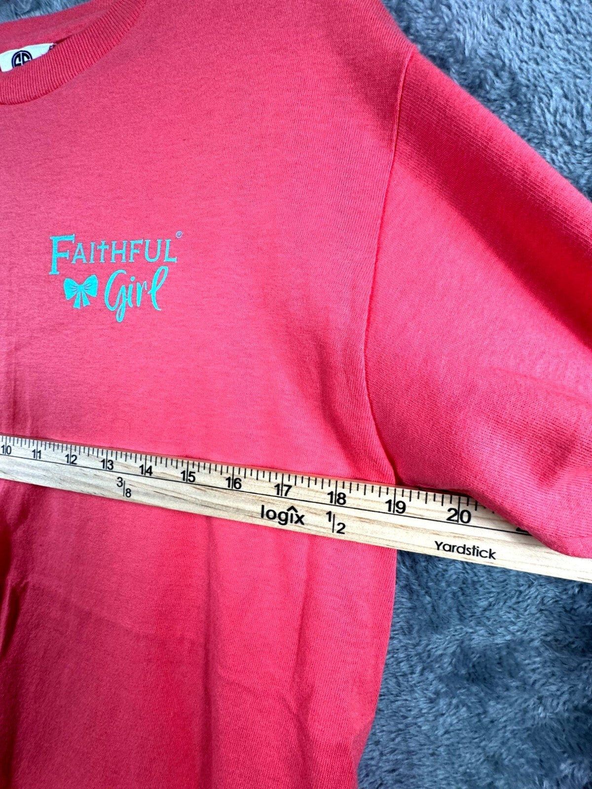 Simply Southern Womens Shirt Faithful Girl Long Sleeve T-Shirt Coral Medium
