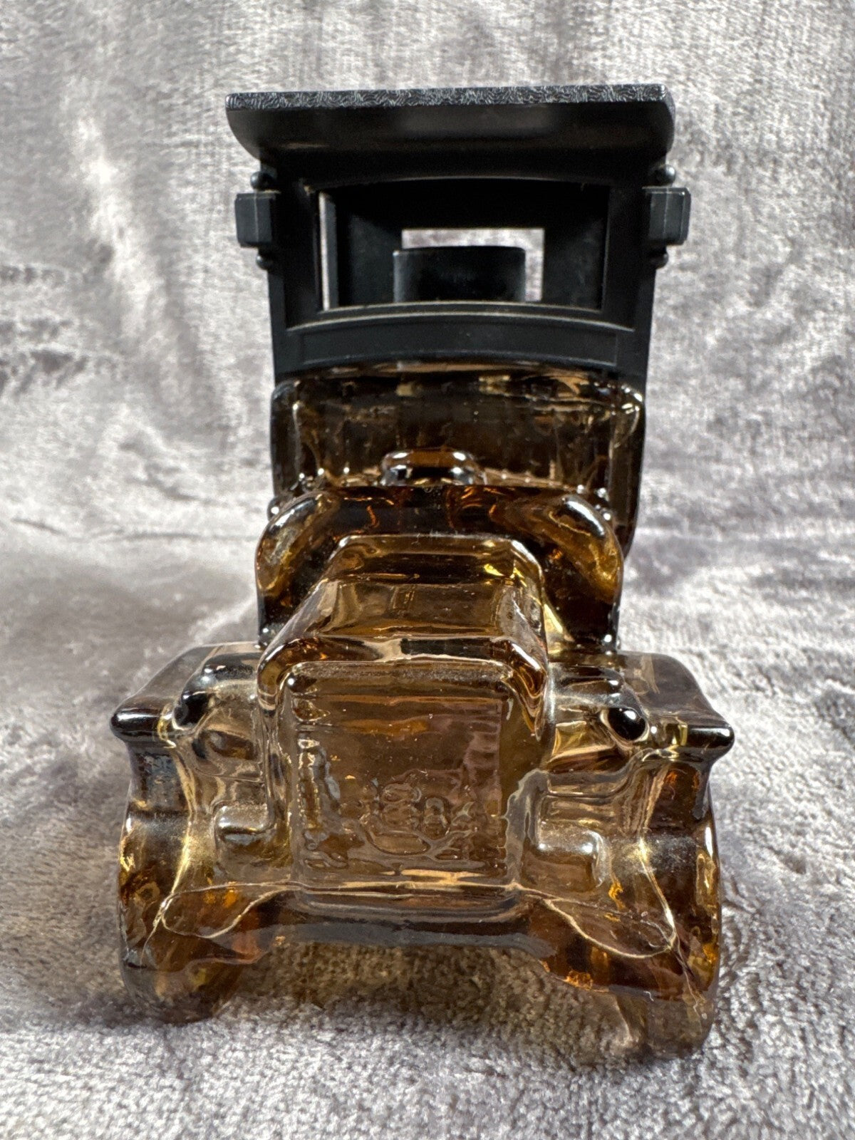 Vintage Avon Glass Car Decanter With Black Plastic Top