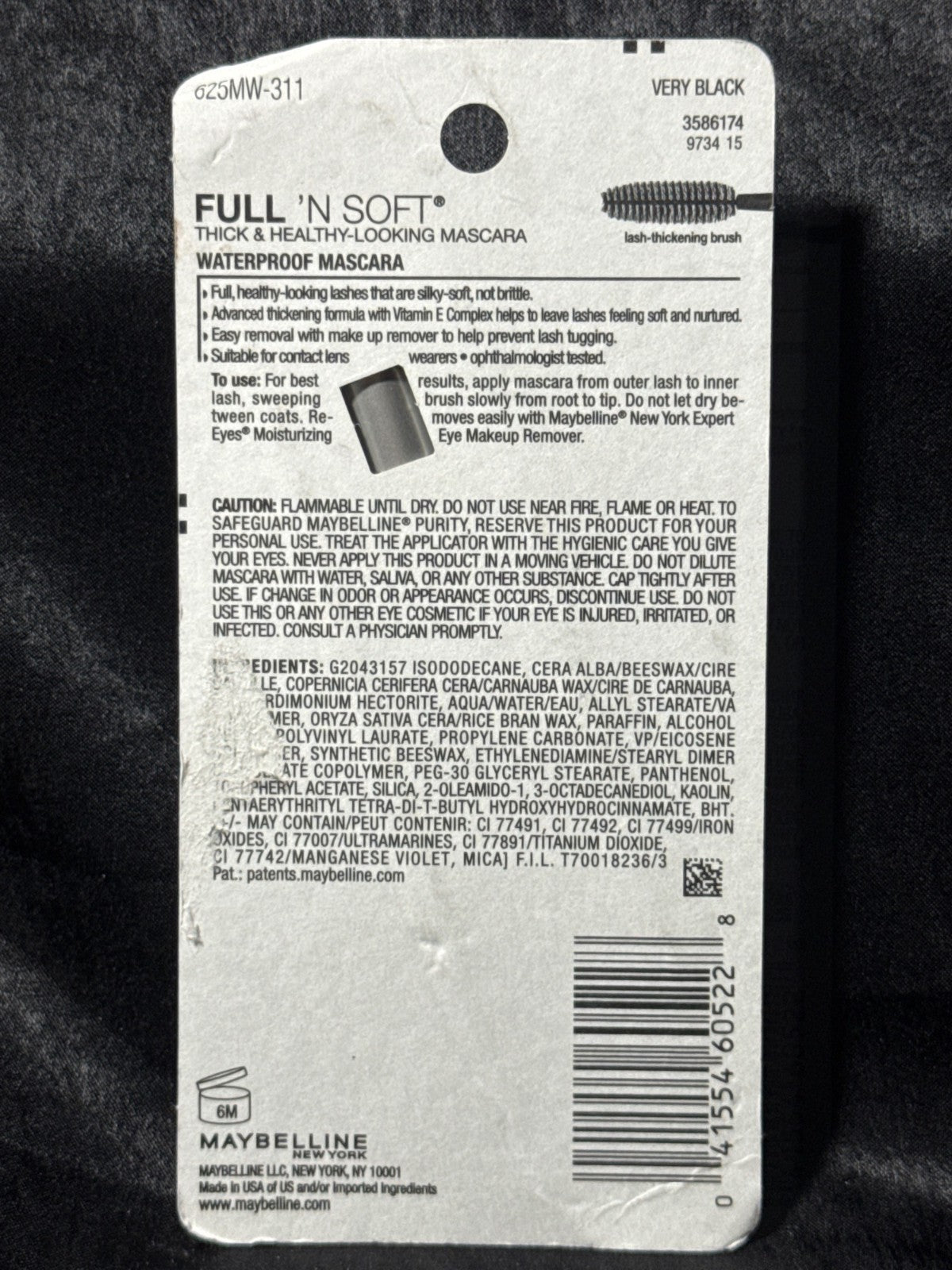 Maybelline Full N Soft Waterproof Mascara 311 Very Black 8.2ml Infused With Vita