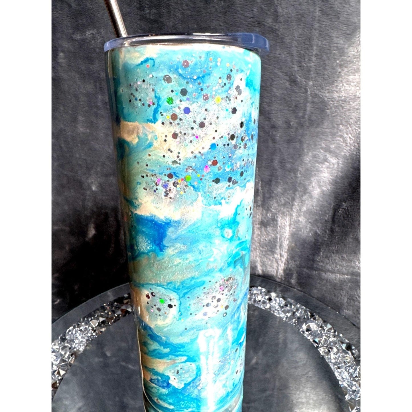 Stainless Steel Alcohol Ink Resin Tumbler Handmade Epoxy