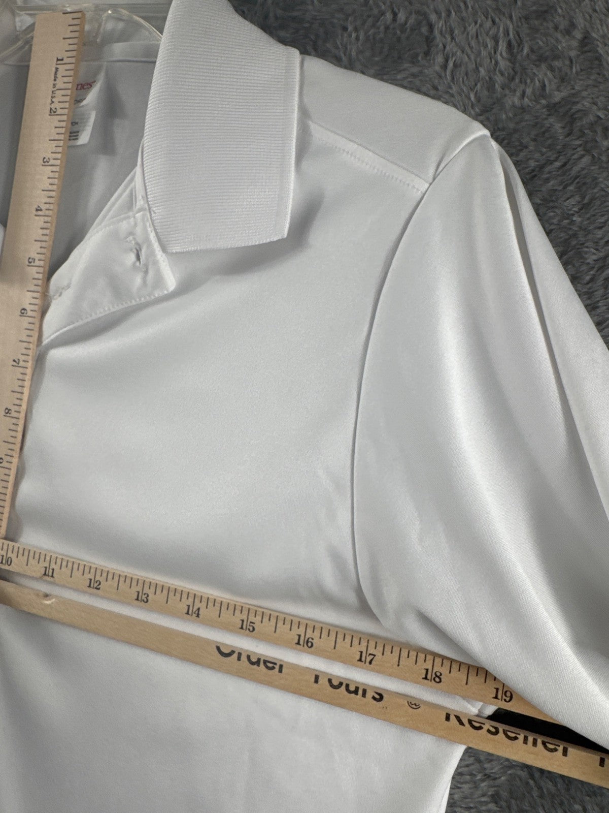 Mens White Polo Shirt Short Sleeve Moisture-Wicking Performance Shirt Size XL